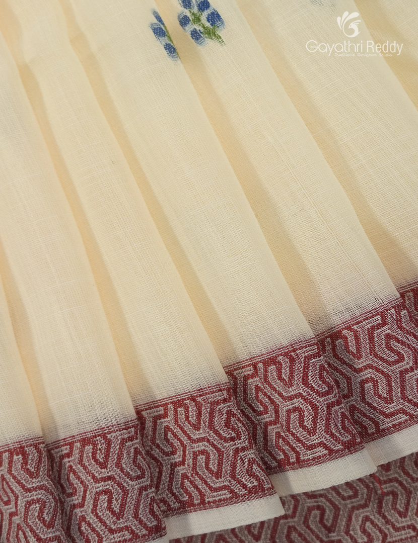 Pure Linen Saree in Cream