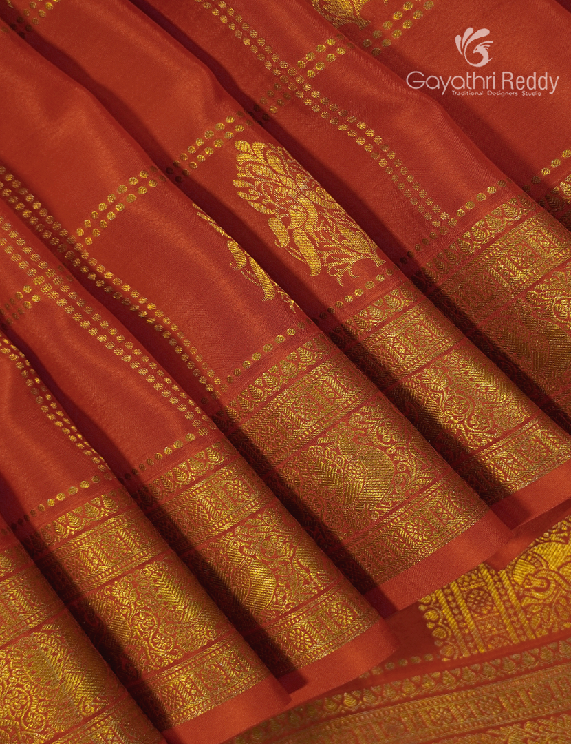 Pure Mysore Silk Saree in Orange