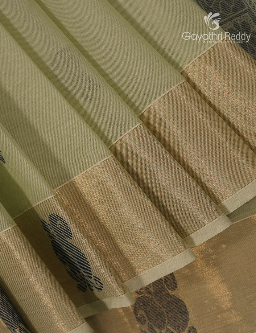 Pure Kanchi Cotton Saree in Pista Green
