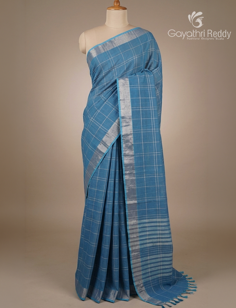 Pure Kanchi Cotton Saree in Light Peacock Green