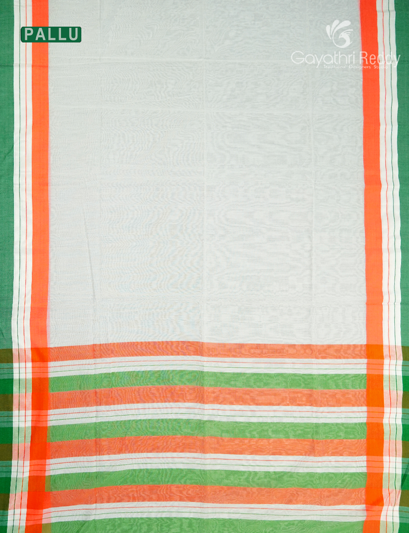Tant Cotton Saree in White with Tirangaa Border Independence Day Special