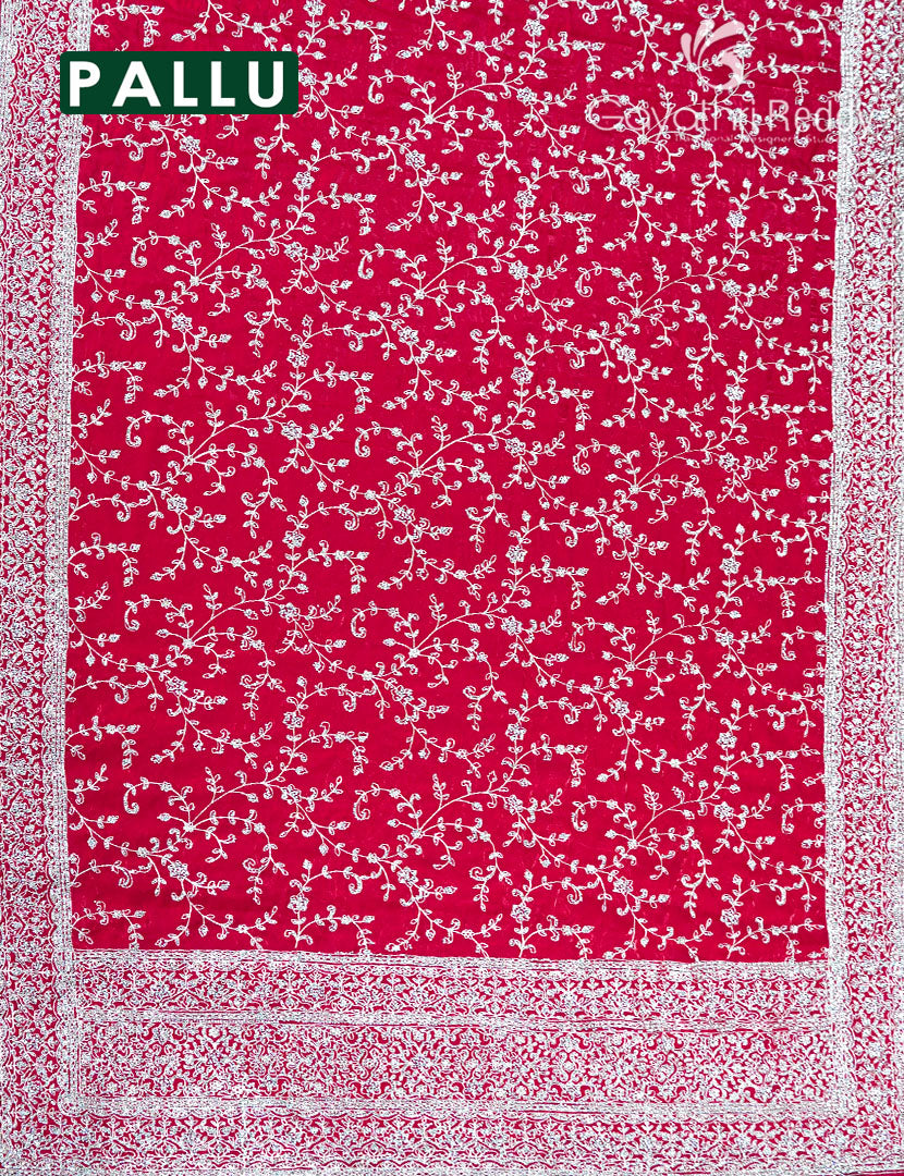 Tissue Organza Saree in Rani Pink
