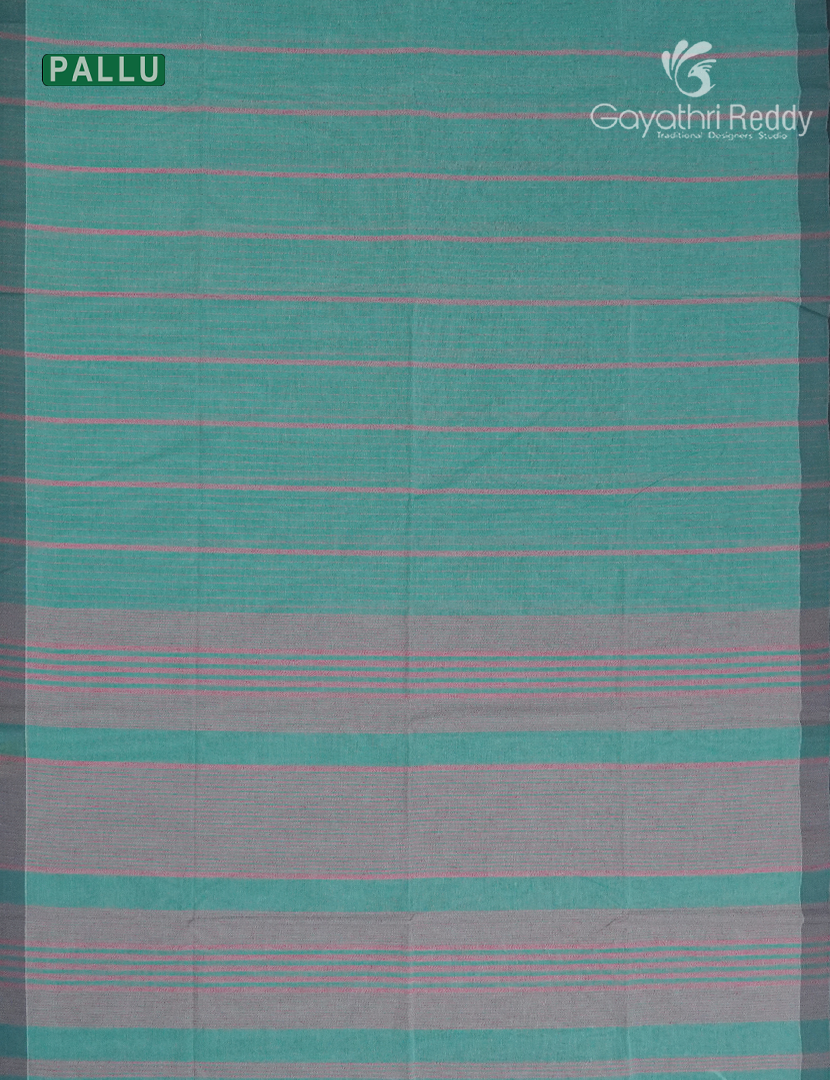 Pure Handloom Cotton Saree in Teal Blue