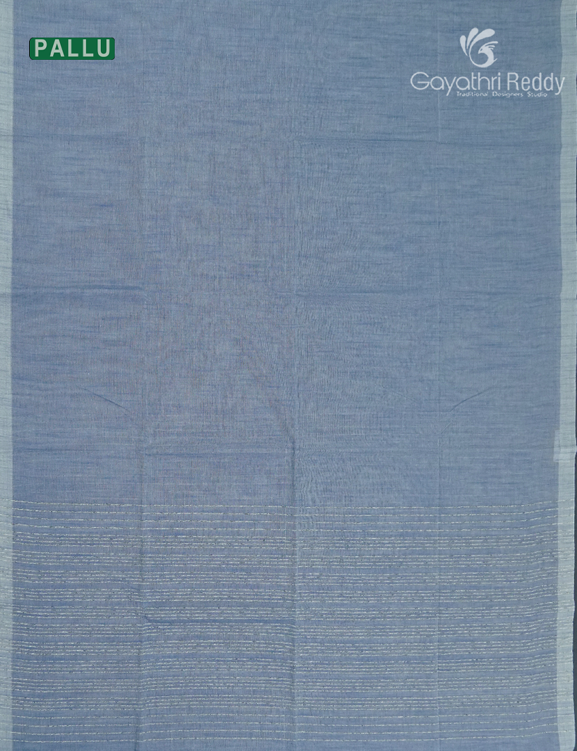 Pure Handloom Cotton Saree in Denim Grey