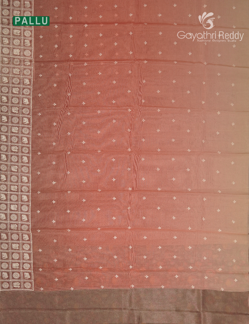 Silk Kota Saree in Dual Shades of Peach and Beige