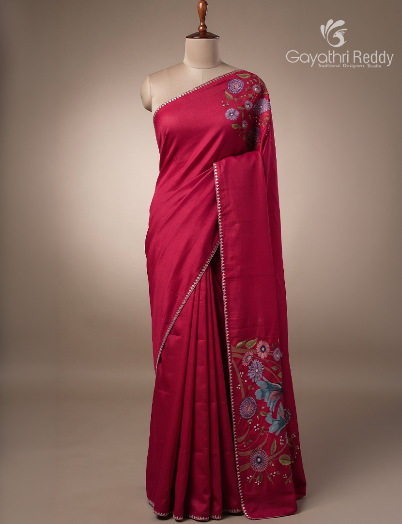 Dupion Silk Fancy Saree in Hot Pink