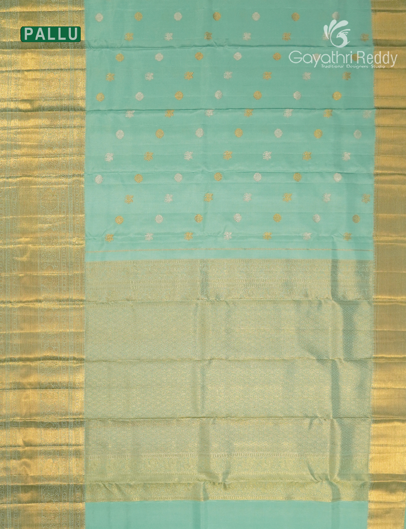 Pure Kanchipuram Silk Saree in Pastel Mint Green ( Butta Style )