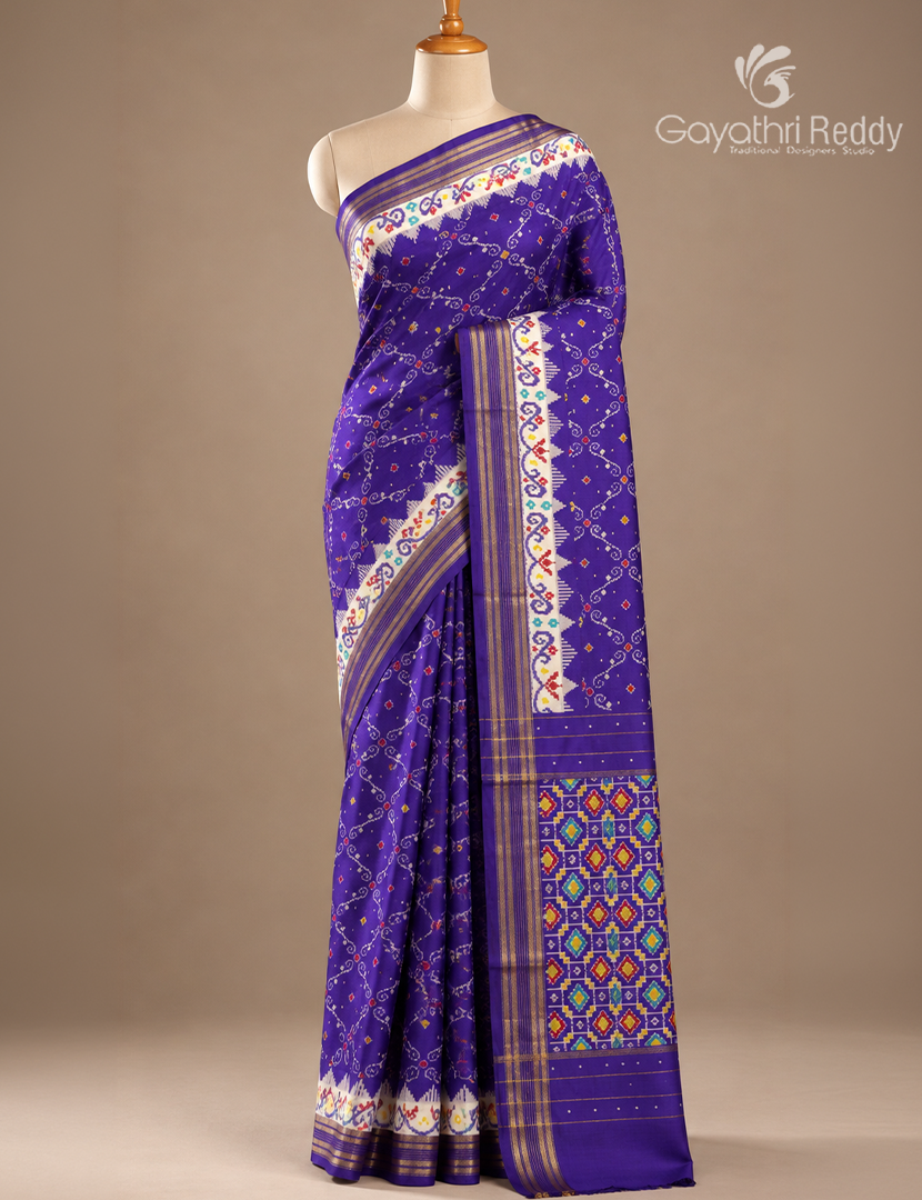 Pure Ikat Silk Saree in Blue