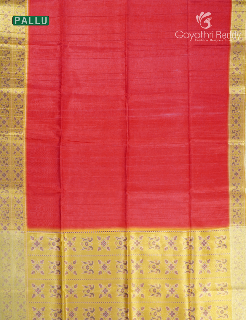 Semi Tussar Saree in Orange and Golden Yellow