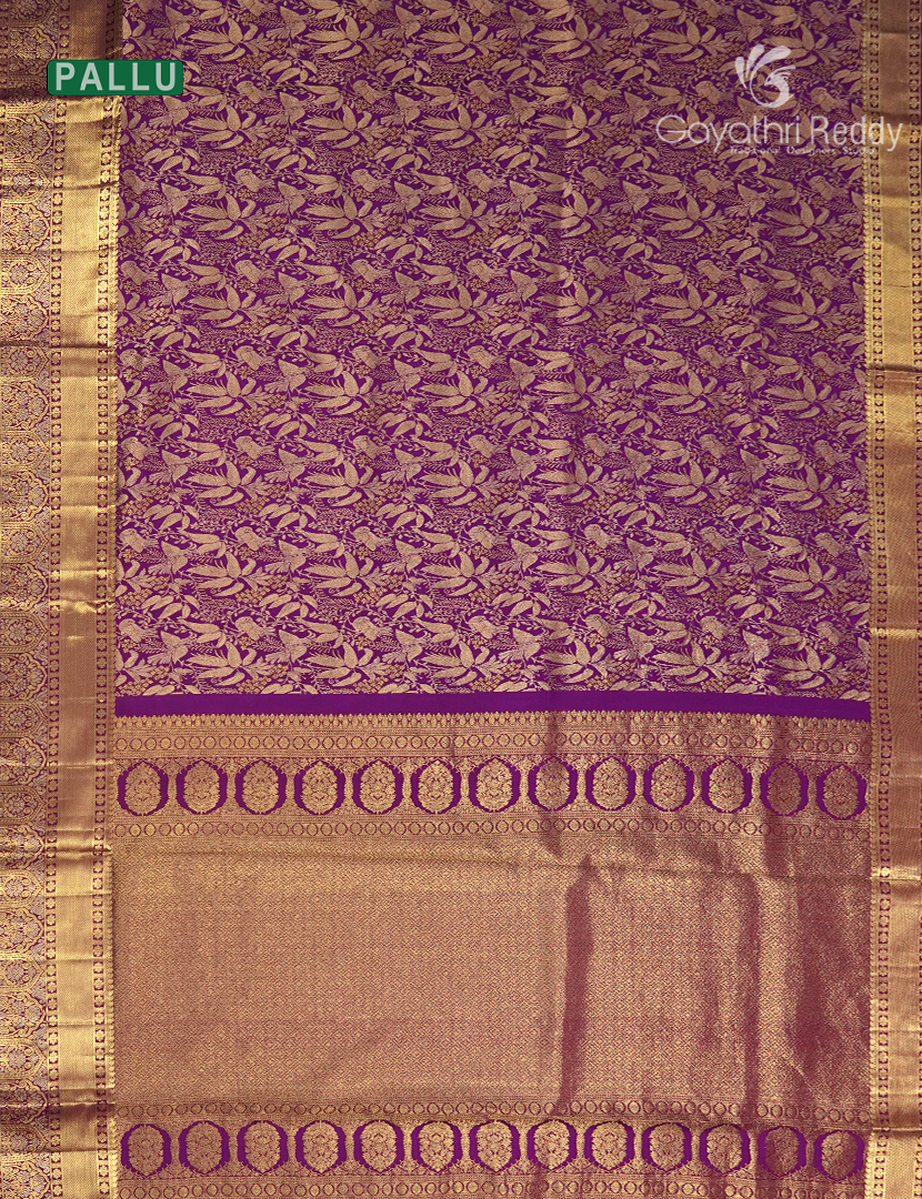 Pure Kanchipuram Bridal Silk Saree in Purple ( Brocade)