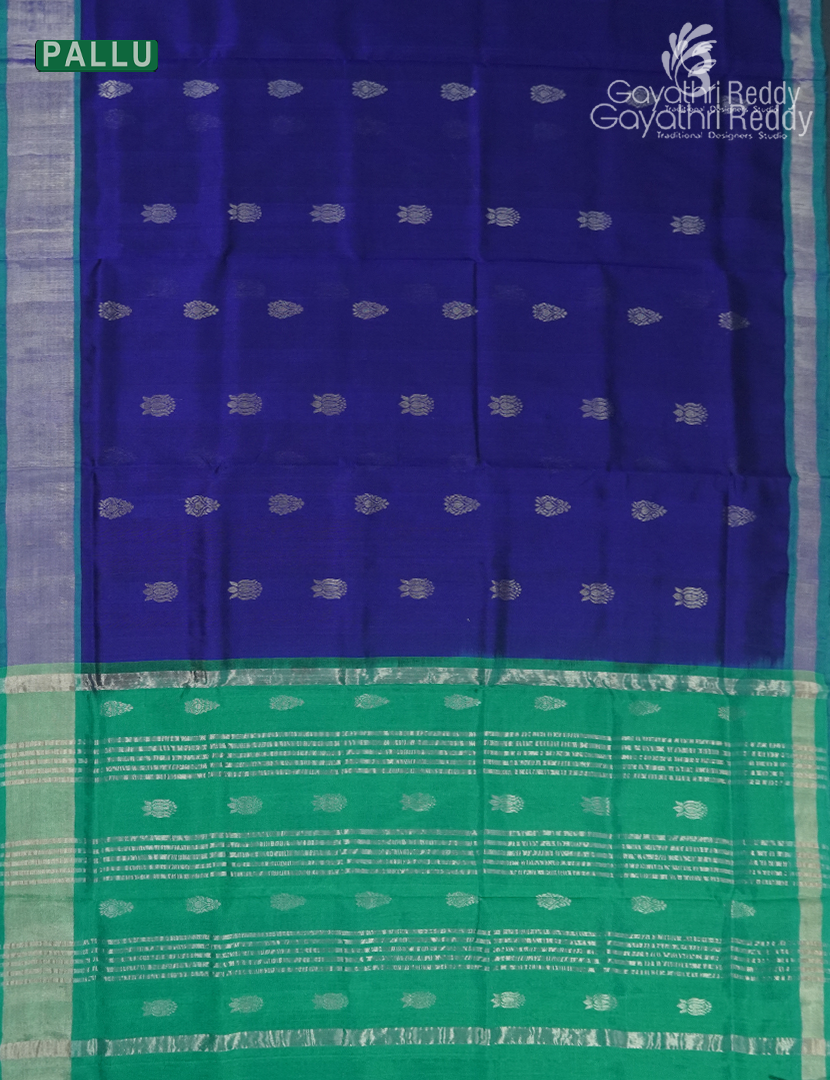 Pure Arani Sico Saree in Deep Blue and Sea Green