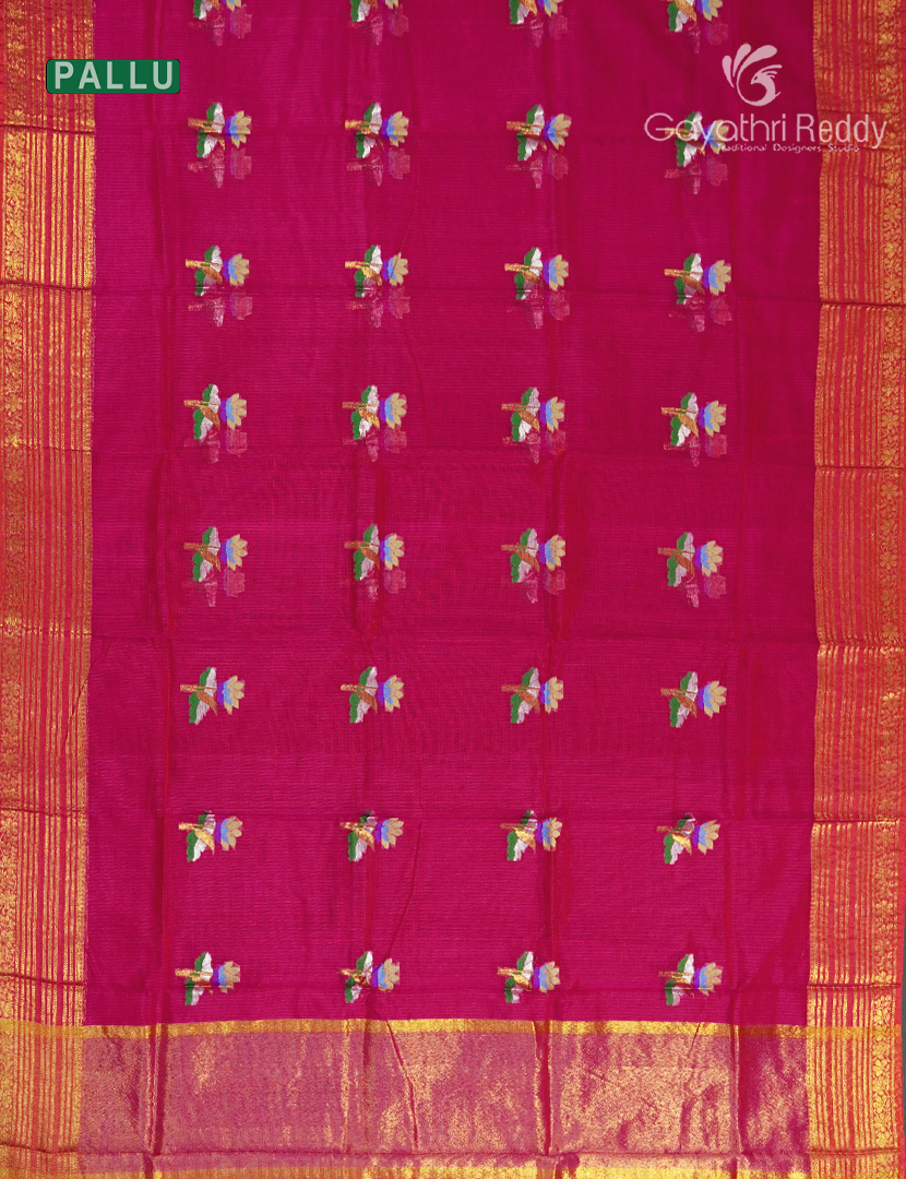 Pure Silk Kota Saree in Rani Pink