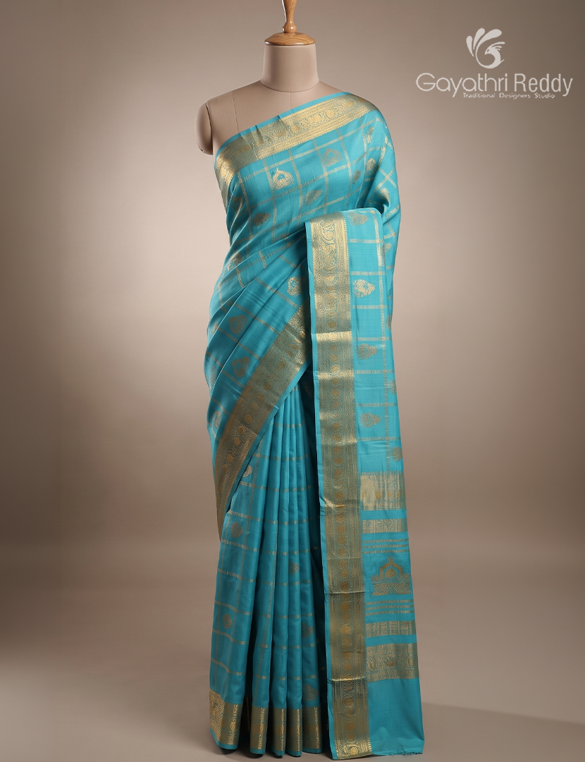 Pure Mysore Silk Saree in Sea Blue