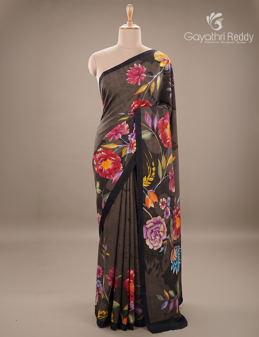 Pure Crepe Silk Saree in Black