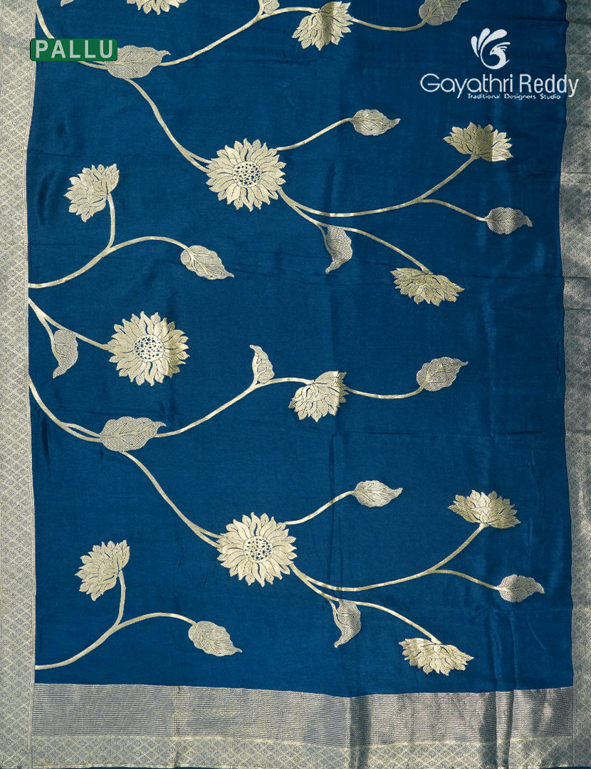 Semi Dola Fancy Saree in Indigo Blue