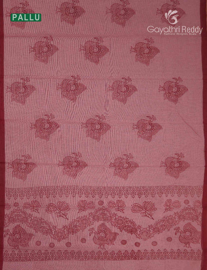 Premium Quality Cotton Kota Saree in Pastel Peach