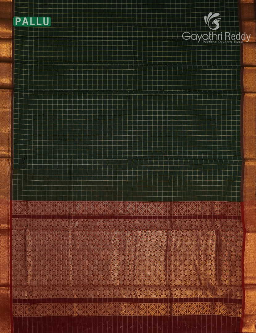 Kanchipuram Sico Saree in Bottle Green and Maroon