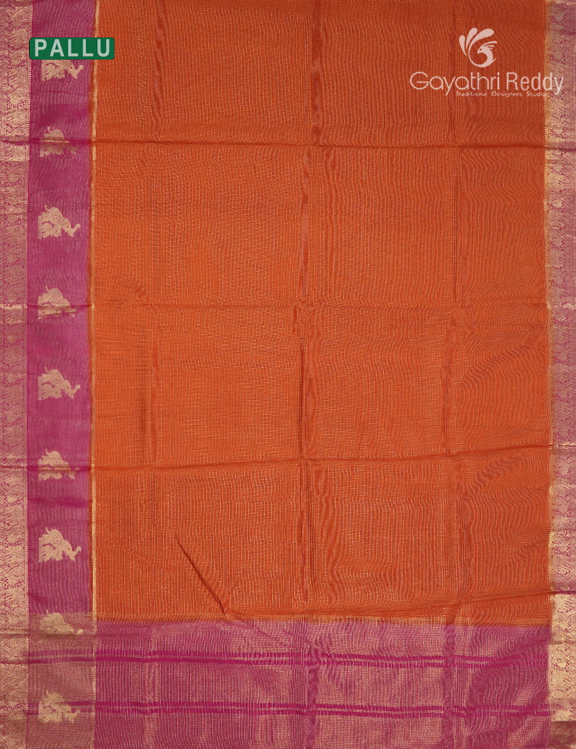 Semi Mysore Silk Saree in Orange and Pink
