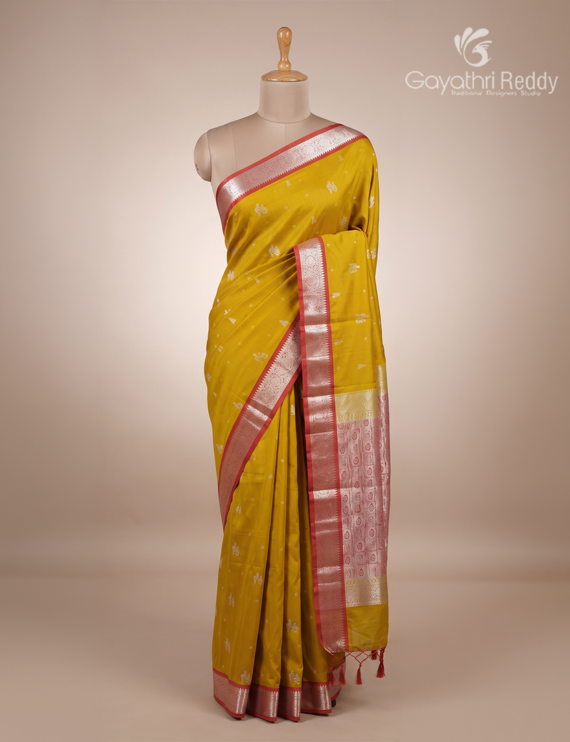 Soft Silk Saree in Dry Mehendi and Deep Rust