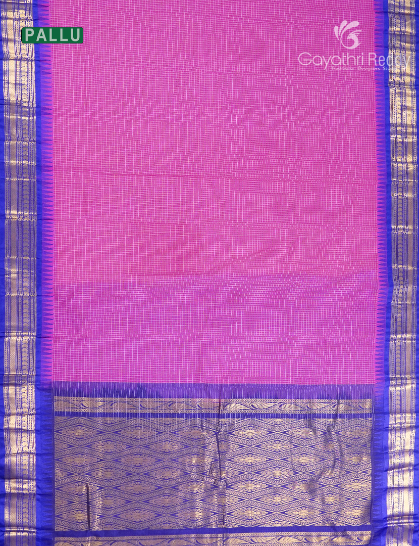 Pure Gadwal Cotton Saree in Baby Pink and Royal Blue
