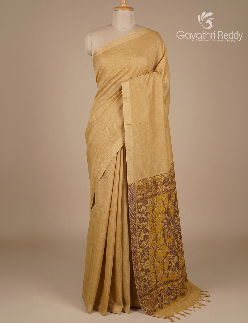 Pure Munga Silk Saree in Golden Beige