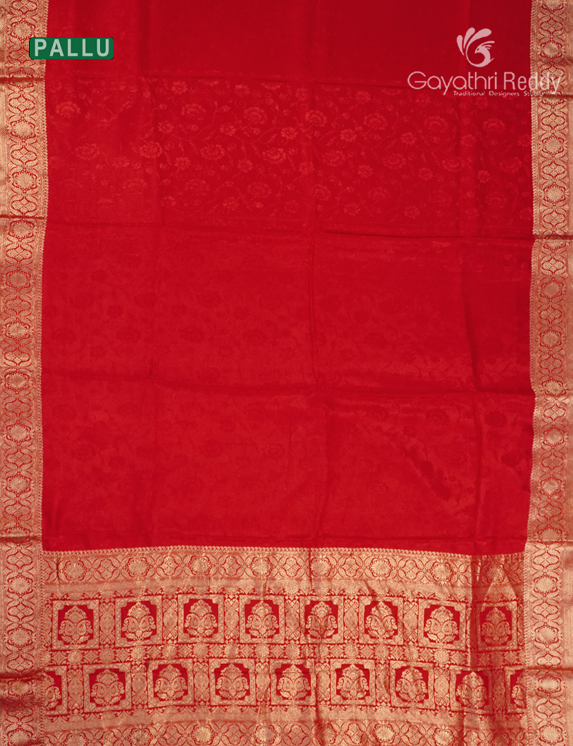 Semi Mysore Crepe Saree in Red