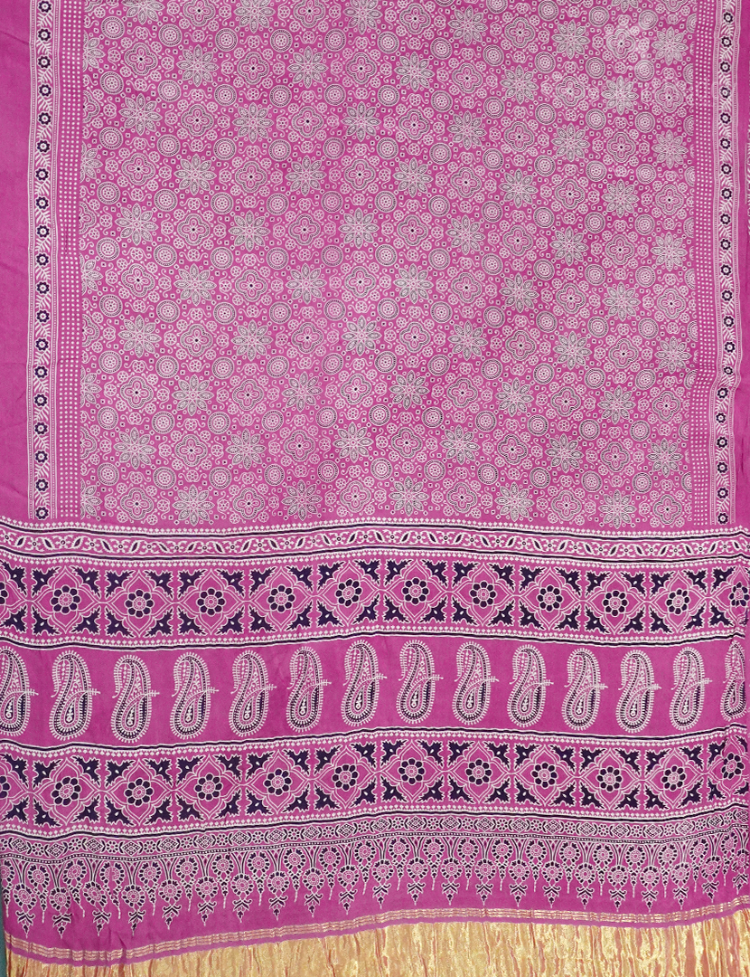MODAL AJRAKH PRINT SAREE-PMS82