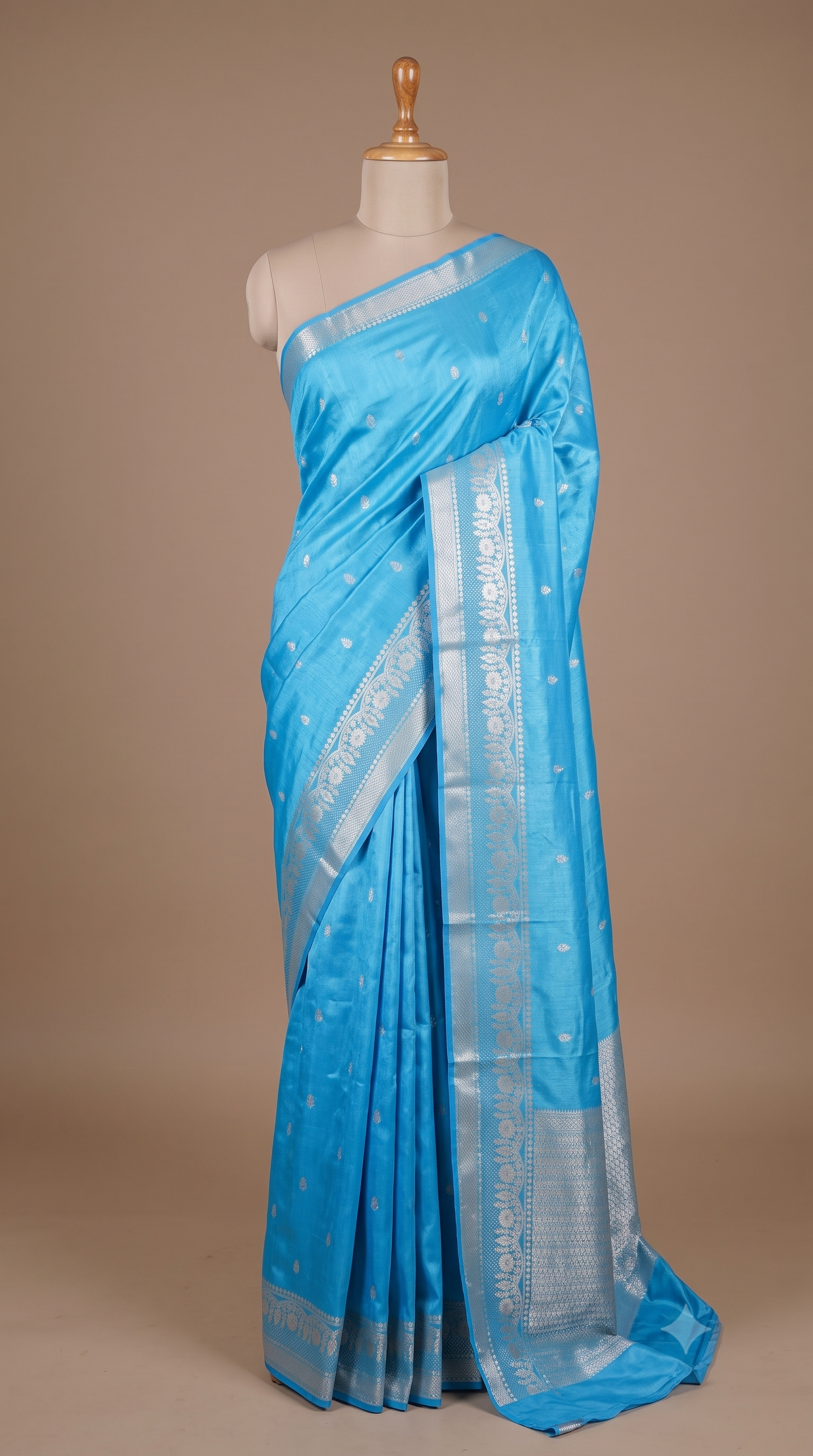 Banaras Mango Silk Saree in Firozi Blue