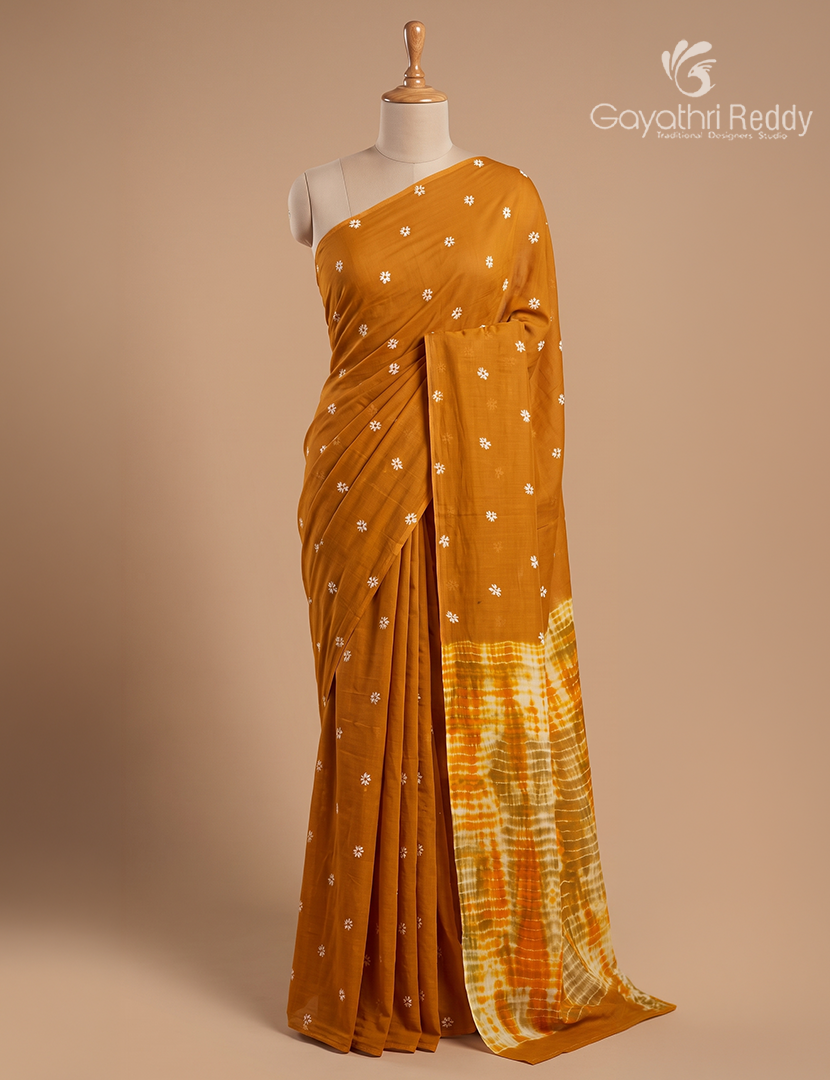 Pure MulMul Cotton Saree in Deep Mustard