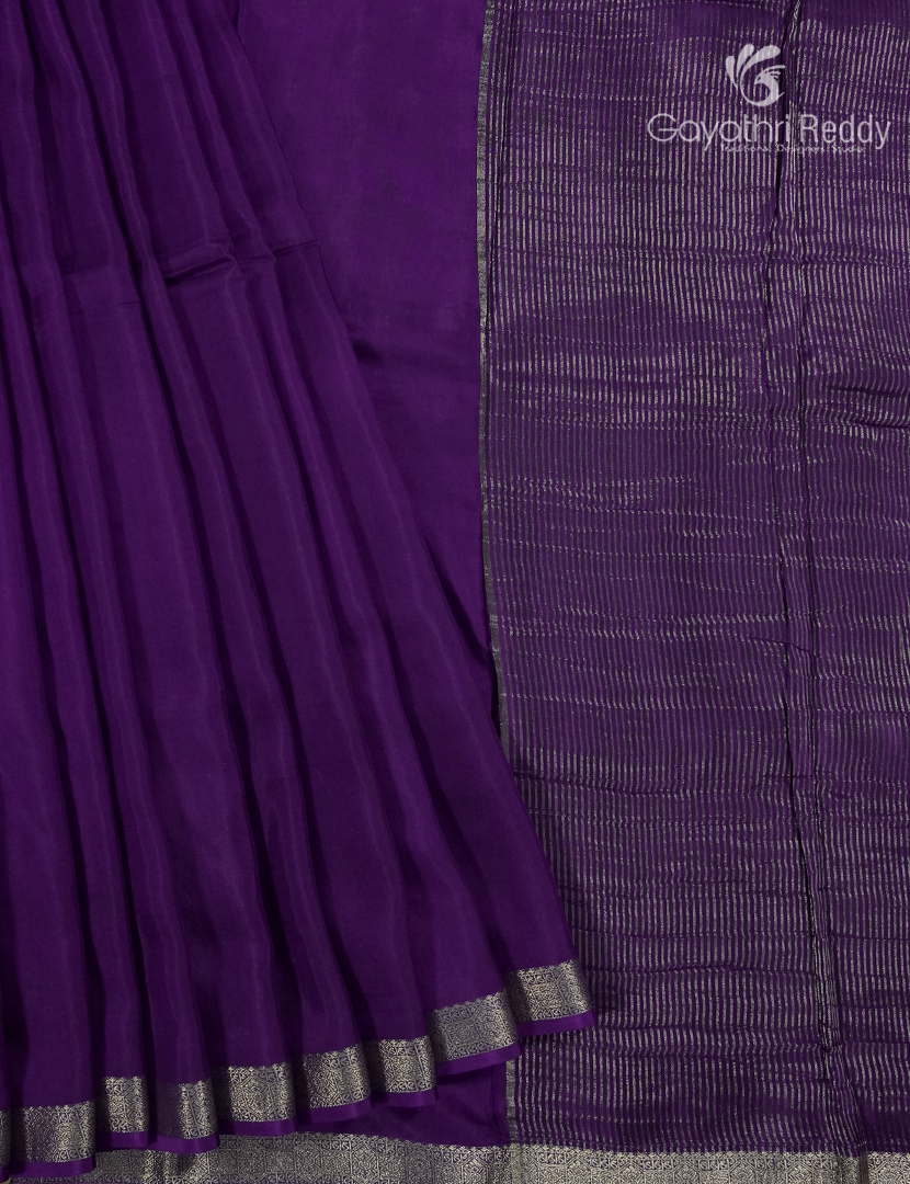 Semi Mysore Crepe Saree in Deep Violet