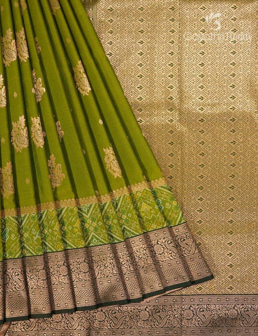 Semi Kanchipuram Art Silk Saree in Deep Mehendi Green