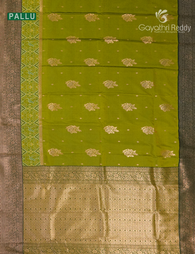 Semi Kanchipuram Art Silk Saree in Deep Mehendi Green