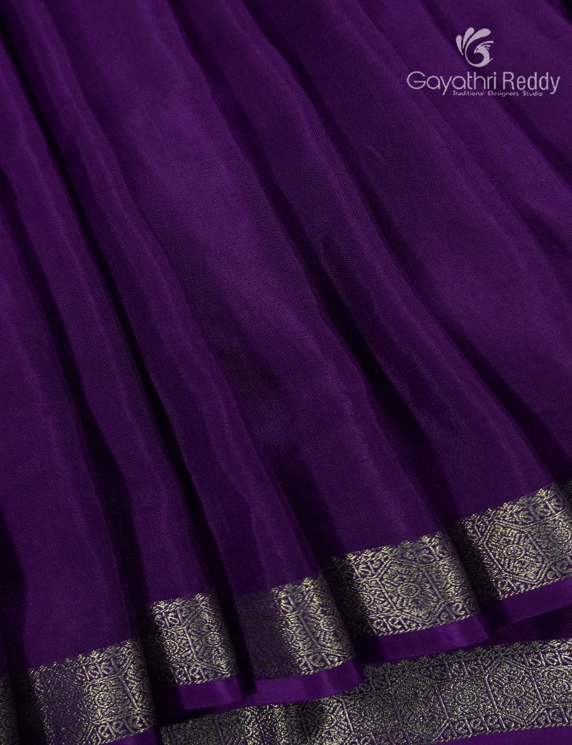 Semi Mysore Crepe Saree in Deep Violet