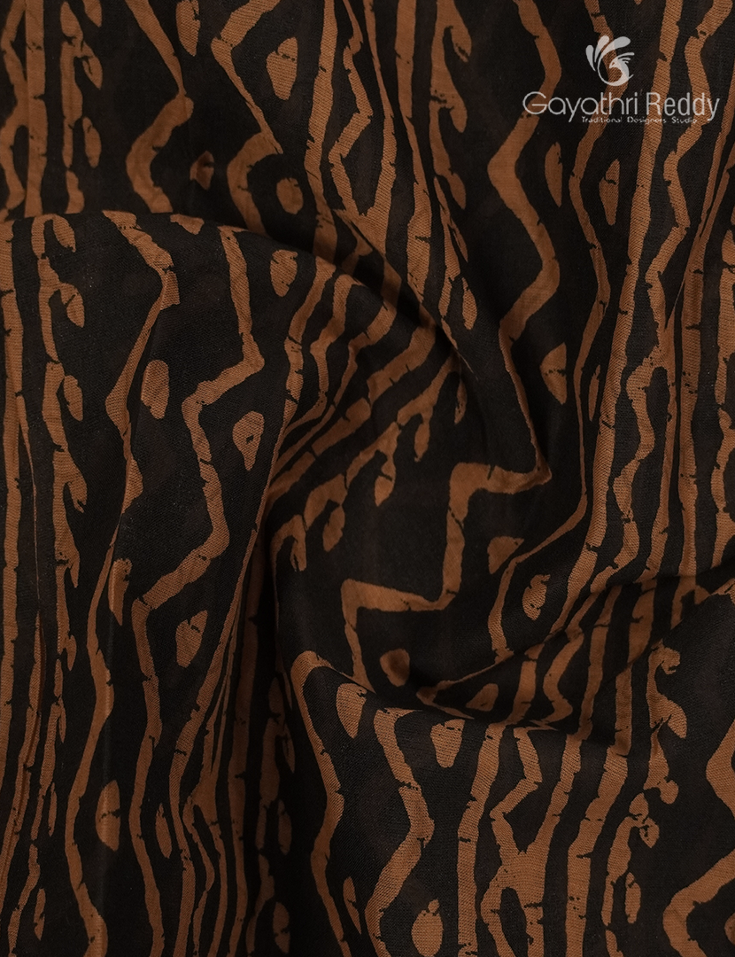 Pure MulMul Cotton Saree in Black and Mustard