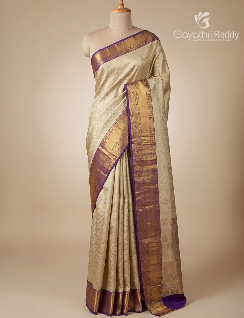Semi Kanchipuram Silk Saree in Grey