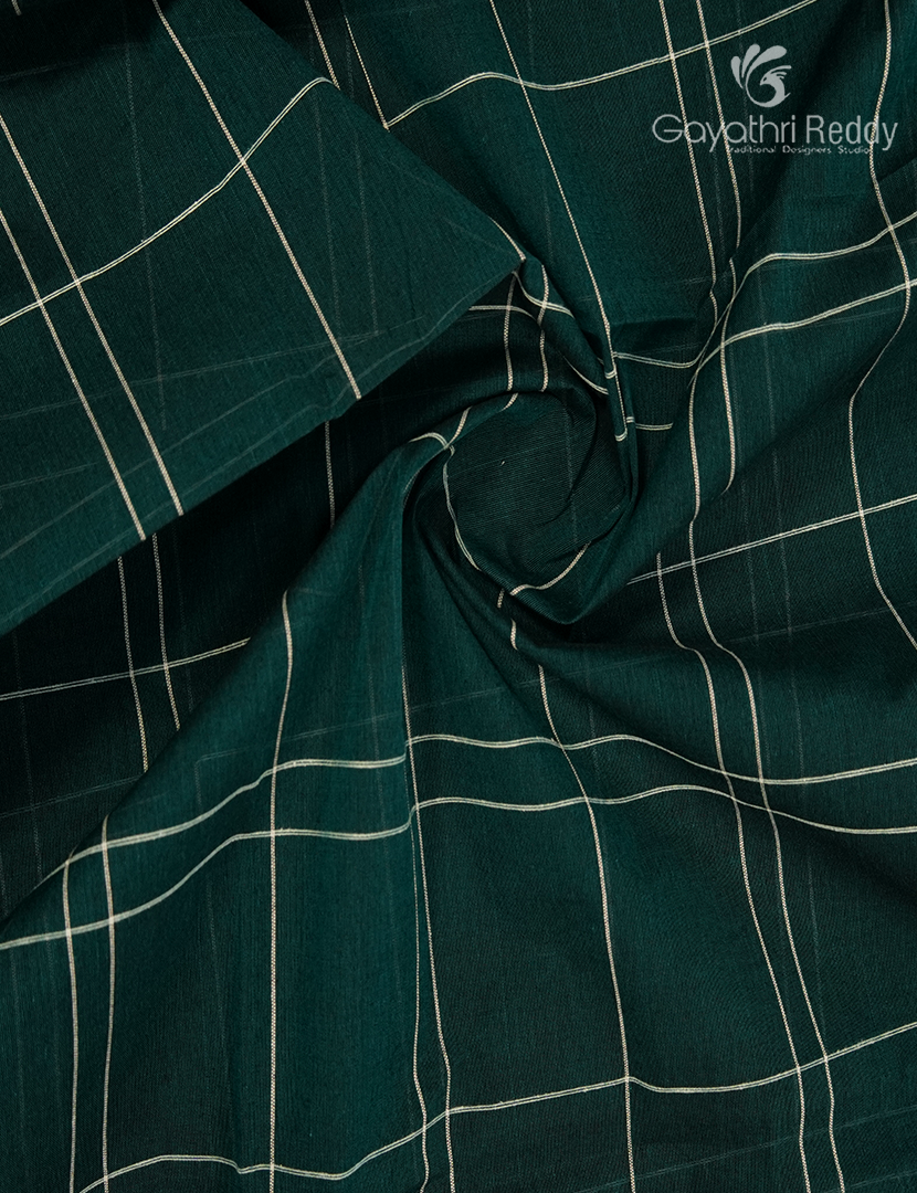 Pure Kanchi Cotton Saree in Deep Peacock Green