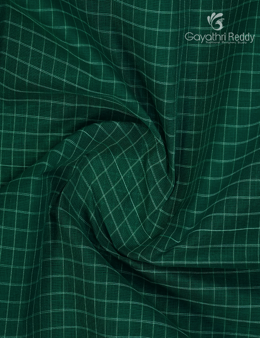 Pure Gadwal Cotton Saree in Deep Peacock Green and Red