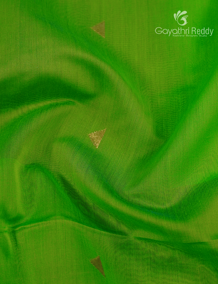 Pure Chanderi Sico Saree in Parrot Green