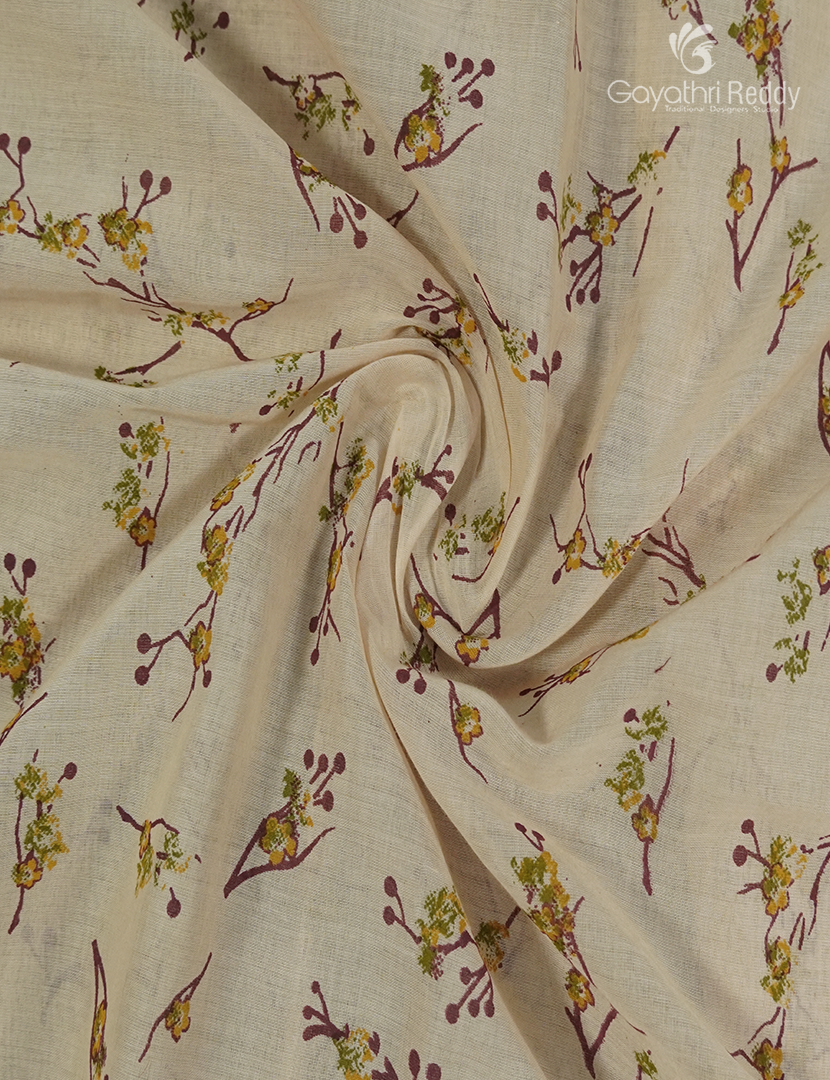 Pure MulMul Cotton Saree in Cream and Burgundy