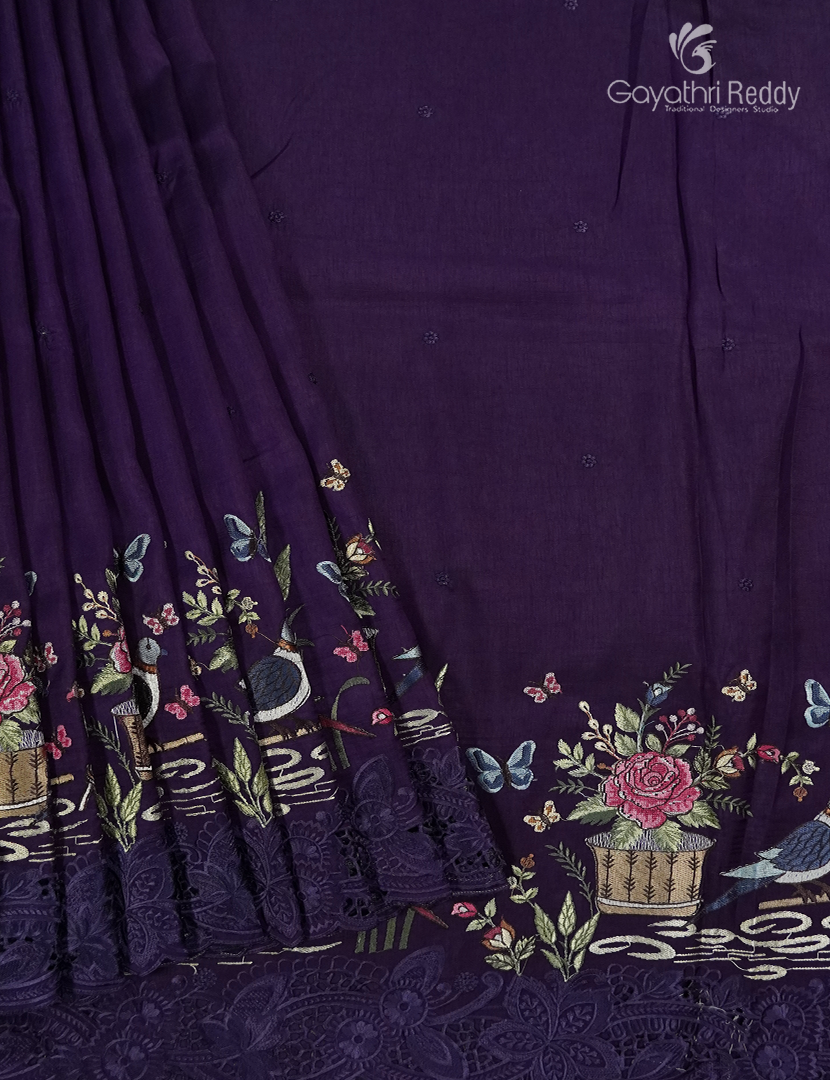 Semi Dupion Silk Saree in Deep Purple