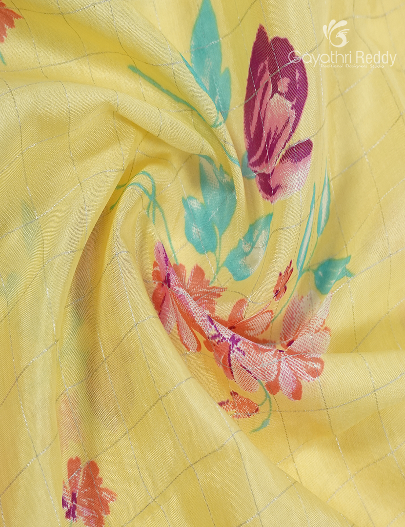 Mangalgiri Printed Saree in Pastel Yellow and Baby Pink