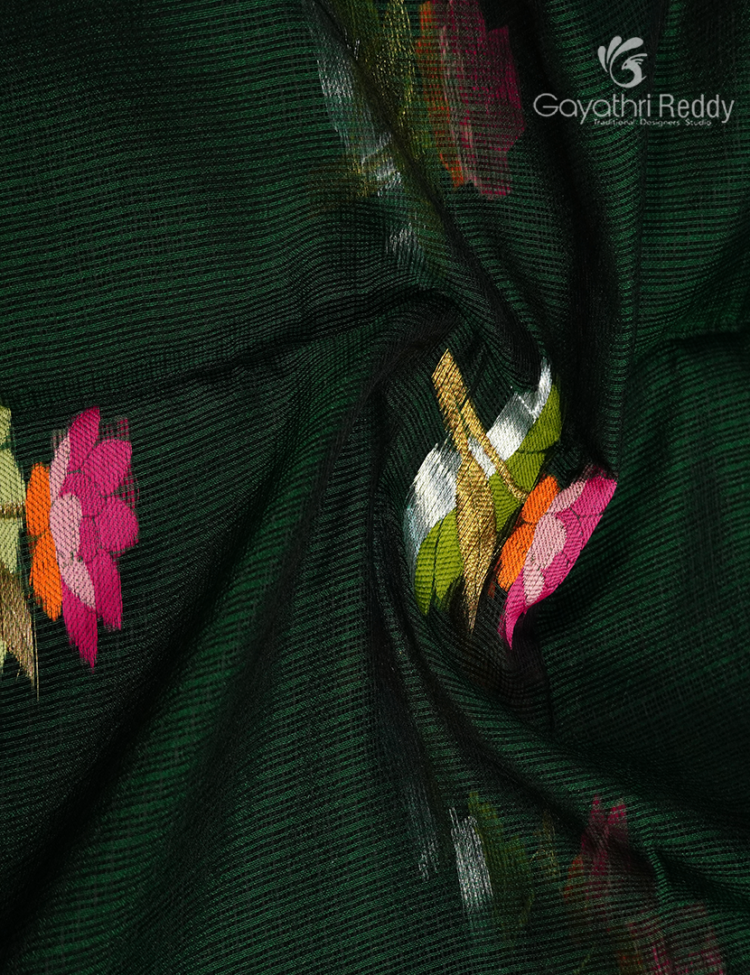 Pure Silk Kota Saree in Bottle Green