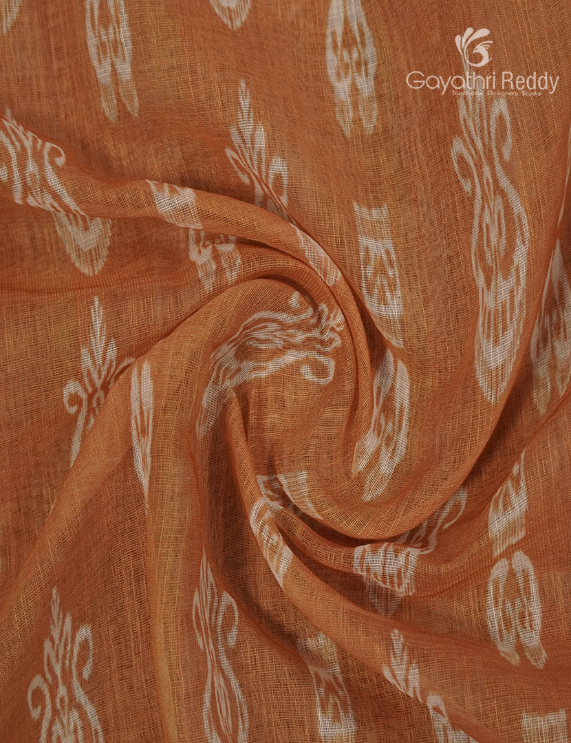 Linen Cotton Saree in Peach