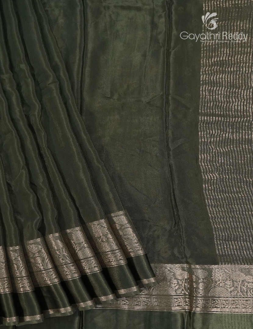 Semi Mysore Crepe Saree in Black
