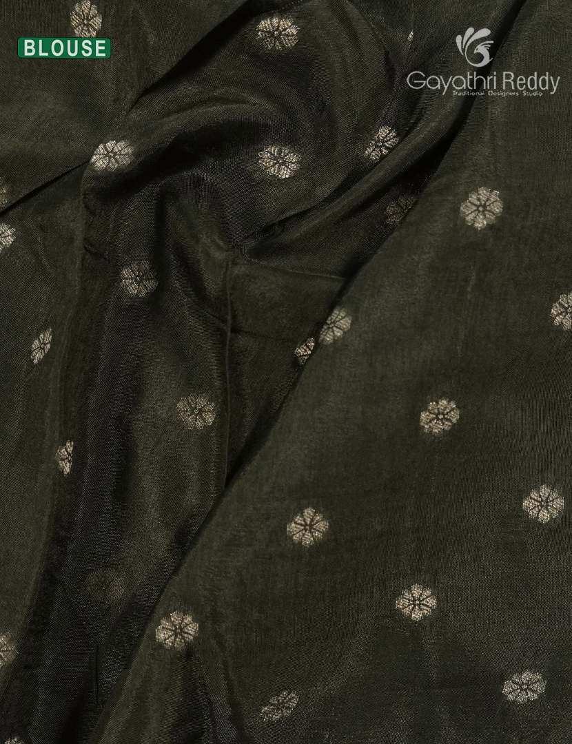 Semi Mysore Crepe Saree in Black