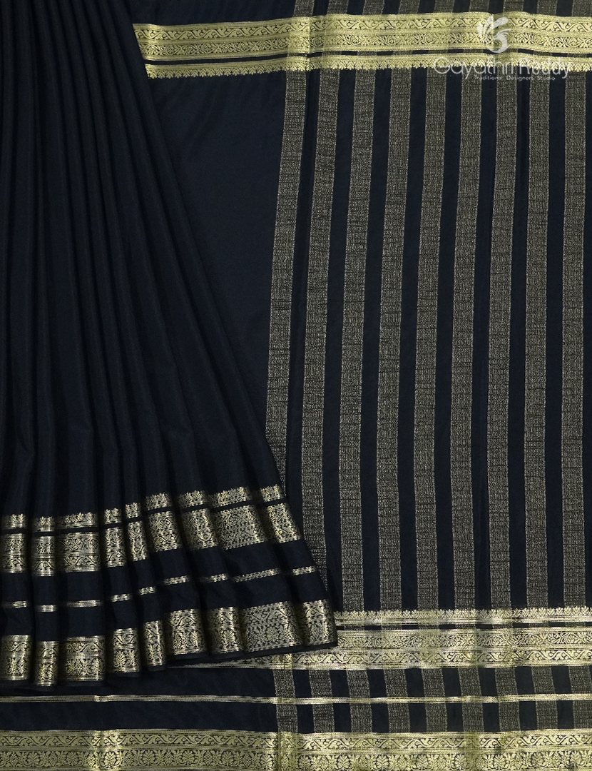 Semi Mysore Crepe Saree in Black