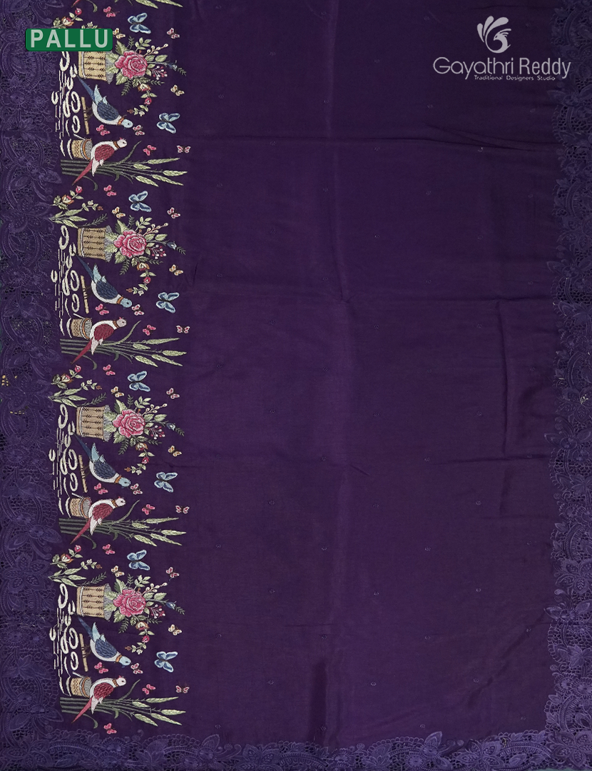 Semi Dupion Silk Saree in Deep Purple