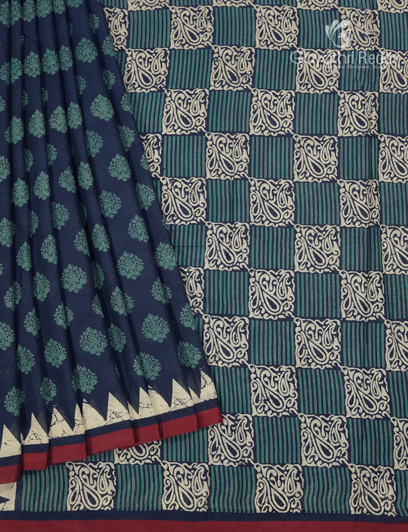Vidharbha Cotton Saree in Indigo Blue