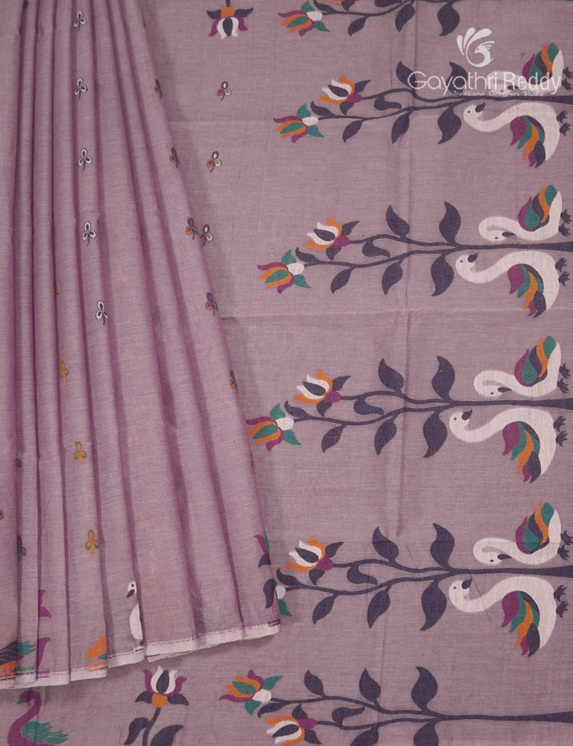 Jamdani Cotton Saree in Onion Peach