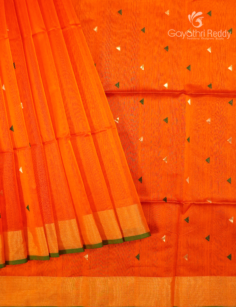 Pure Chanderi Sico Saree in Orange